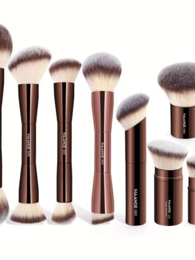 Maange Ensemble de pinceaux de maquillage professionnel 8 pieces Brown – DUPE HOURGLASS BRUSHES